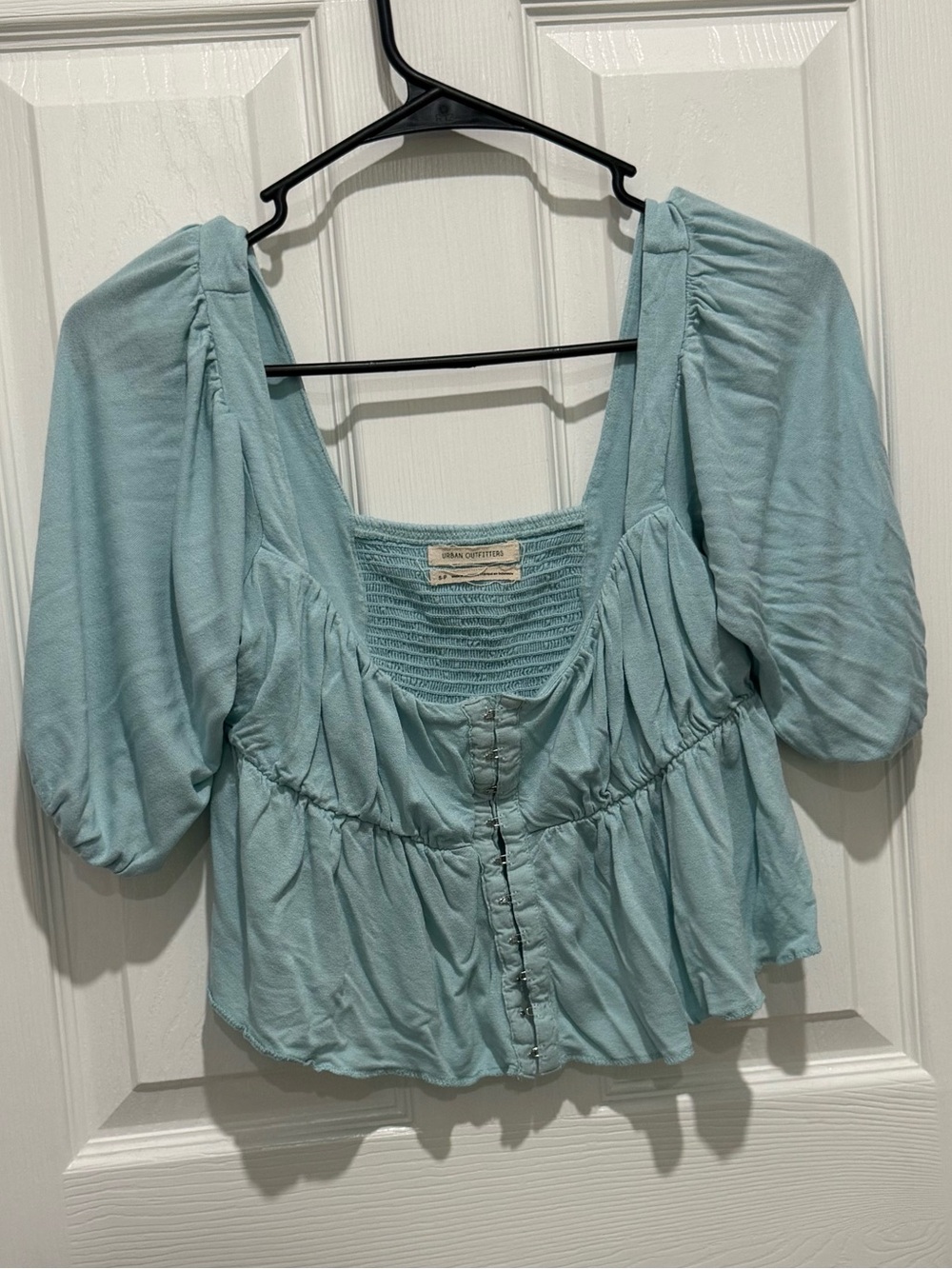 Urban Outfitters Powder Blue Puff Sleeve Crop Top